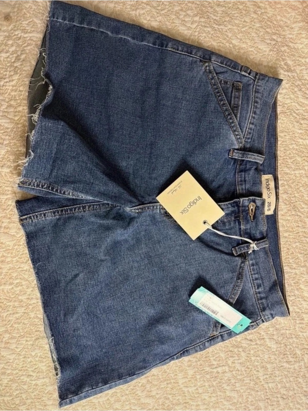 Indigo Classic Mid-Blue Denim Jean Shorts
